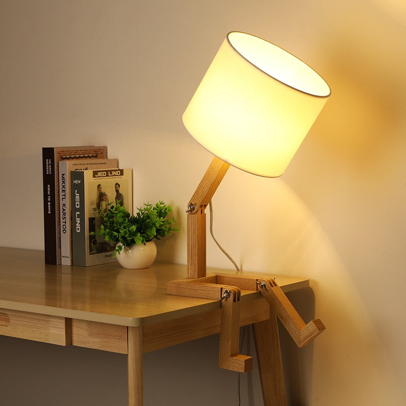 Thinker Wooden Robot Modern Night Lamp | Kalsten
