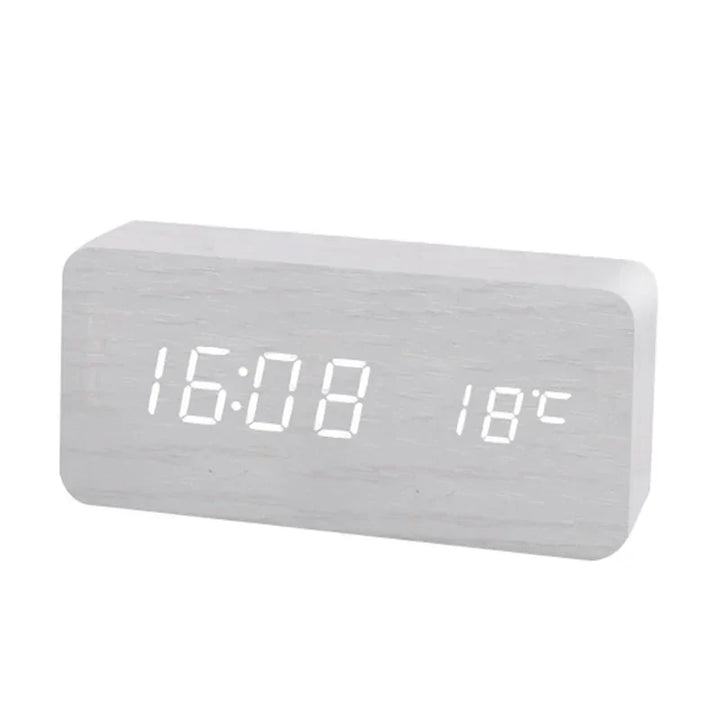 Wood Digital Alarm Clock – LED Display