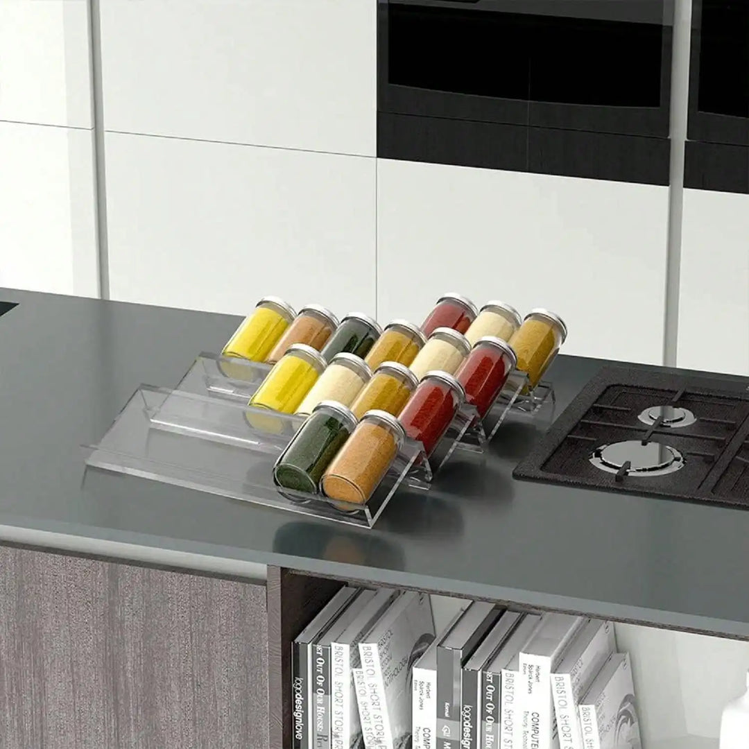 Spice drawer organizer made of acrylic | 2 levels, angled & stackable | Kalsten
