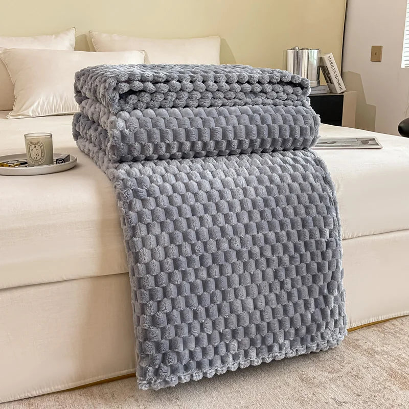 Kalsten | Checked Soft Velvet Blanket Warm Cozy Throw for Couch and Bed