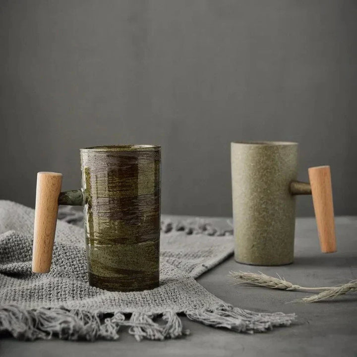 ScandiSip Ceramic Mug – Minimalist Scandinavian Design with Wooden Handle | Kalsten