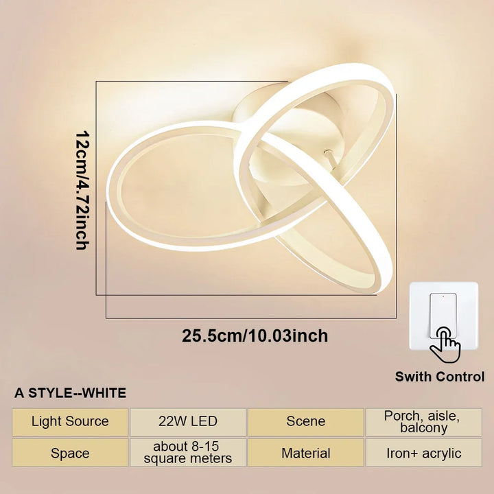 Modern LED Aisle Ceiling Light – 2-Ring Surface-Mounted Lighting Fixture for Hallway, Balcony, and Indoor Spaces | Kalsten