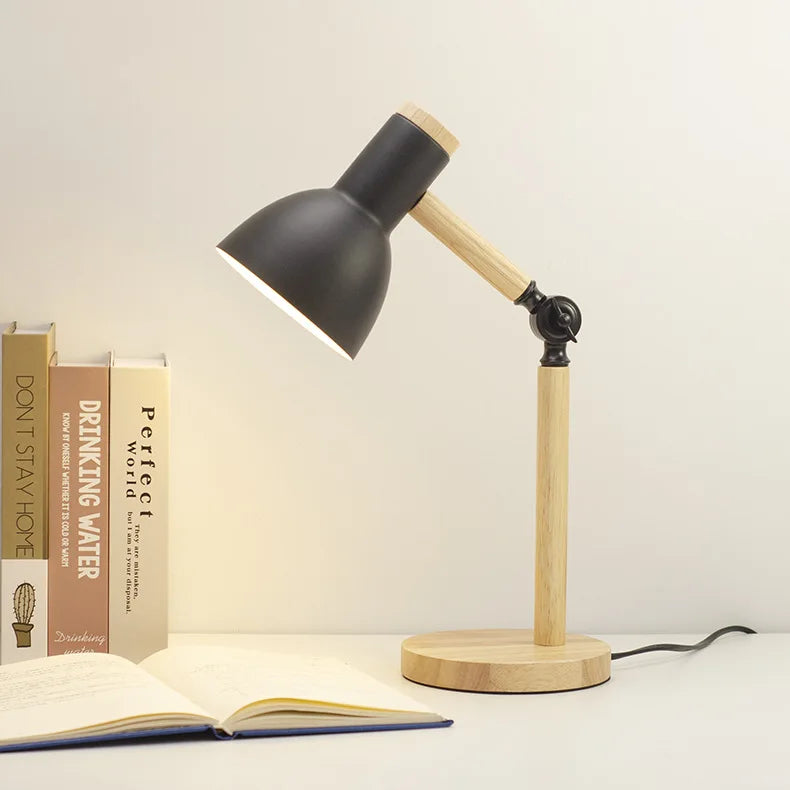 Creative Nordic Wooden Art LED Table Lamp – Adjustable Head & Eye Protection | Kalsten