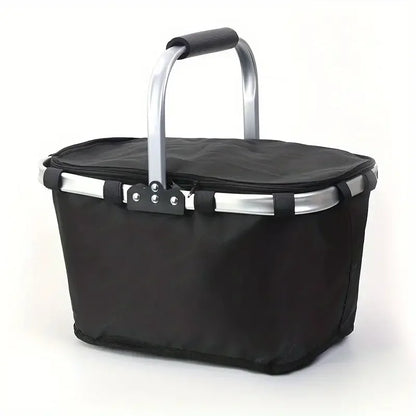 BowLift | ThermaTrip Folding Basket | Insulated Picnic Basket with Aluminum Foil & Carry Handle | 3-fold Foldable | For Outing, Park, Shopping & Travel