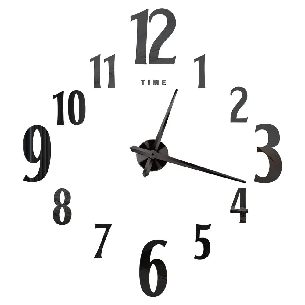 Large Wall Clock DIY 3D Self-adhesive Mirror Acrylic Wall Clock for Kitchen Dining Room Living Room Creative Home Decor | Karnz