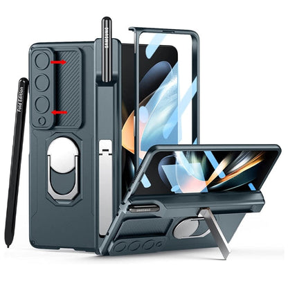 BowLift | Luxury Case with S Pen Holder and Hinge Screen Protection Ring Stand Case for Samsung Galaxy Z Fold 5 Z Fold 4