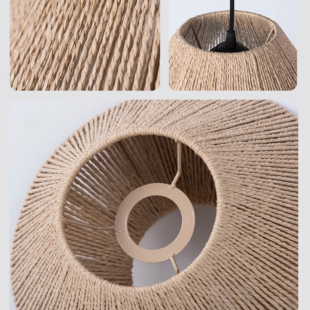 Rattan Pendant Lamp - Elegant Rattan Pendant Lamp with Geometric Design for Atmospheric Lighting Kalsten