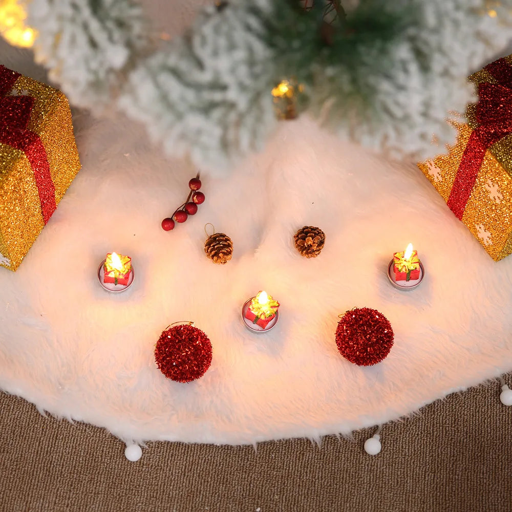 Plush Faux Fur White Christmas Tree Skirt | Kalsten