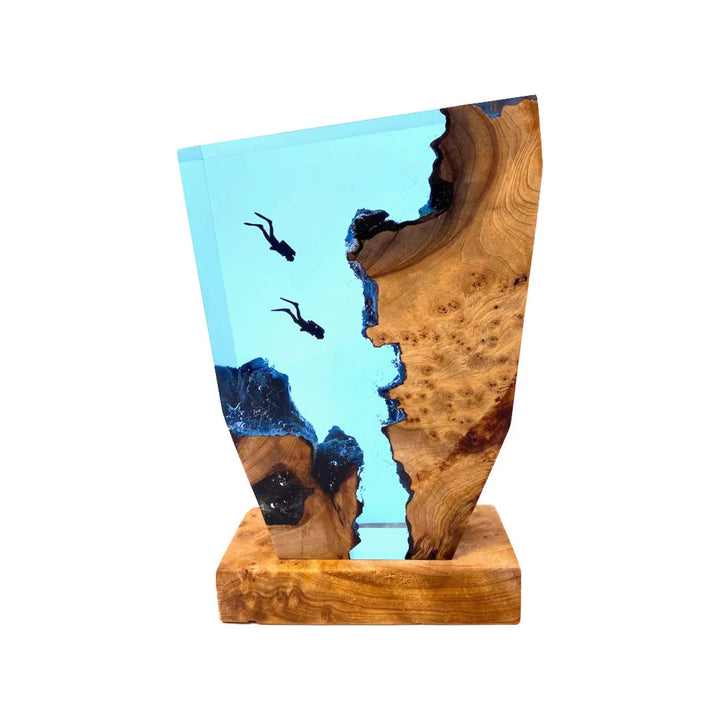 OceanGlow Luxe Illuminating Table Lamp – Serene Epoxy Resin with USB Charging Kalsten