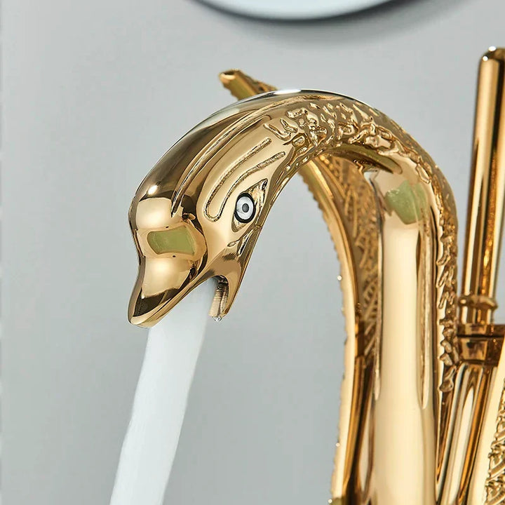 Gold Swan Basin Mixer Tap