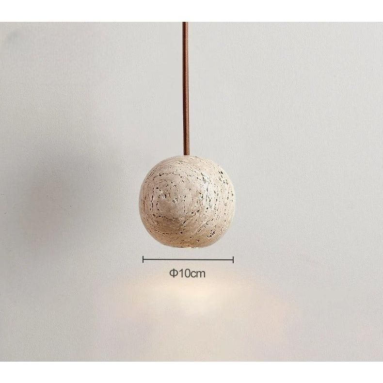 Hanging Lamp in Travertine – Minimalistic Round LED Hanging Lamp in Wabi-Sabi Style | Kalsten