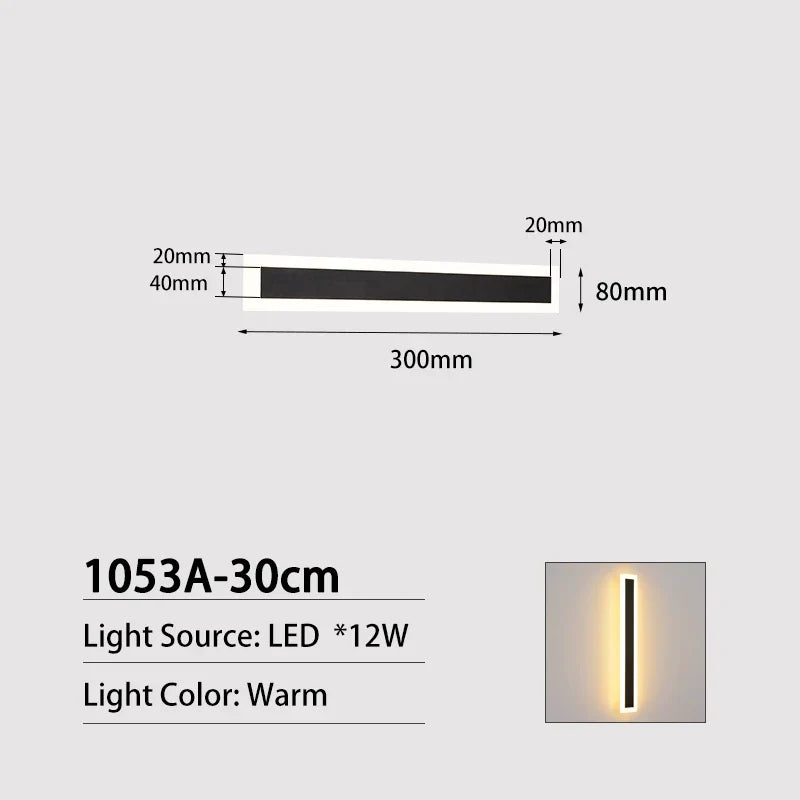 JoollySun LED Wall Lamp: Modern Outdoor Long Strip Sconce | Kalsten