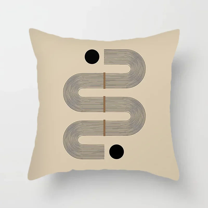 Aurum Cushion Cover - Modern Black-White Cushion Cover with Abstract Art Print Kalsten