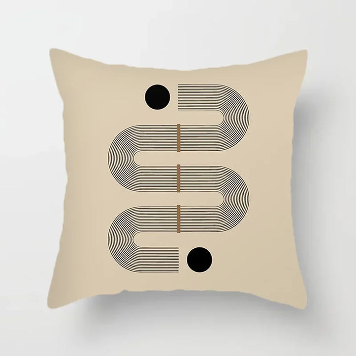 Aurum Cushion Cover - Modern Black-White Cushion Cover with Abstract Art Print Kalsten