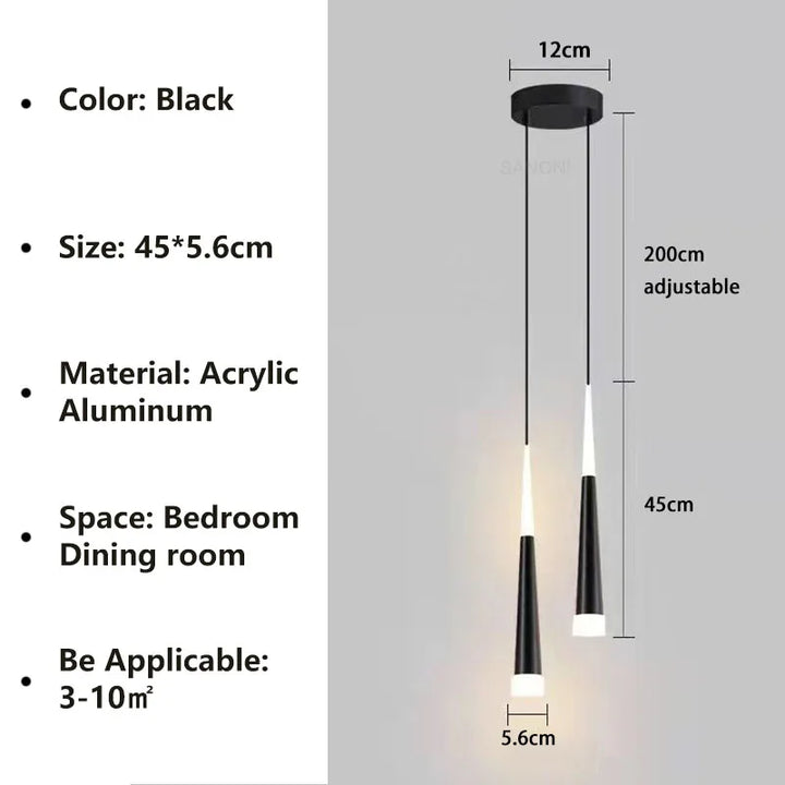 Nordic LED Pendant Lamp – Long Hanging Wire Chandelier for Bedroom, Living Room, Dining Room, and Study – Modern Home Decor Light Fixture | Kalsten