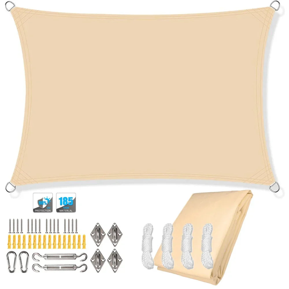 Kalsten | Waterproof Rectangular Sun Shade Sail with UV Protection & Mounting Kits – ShadeGuard