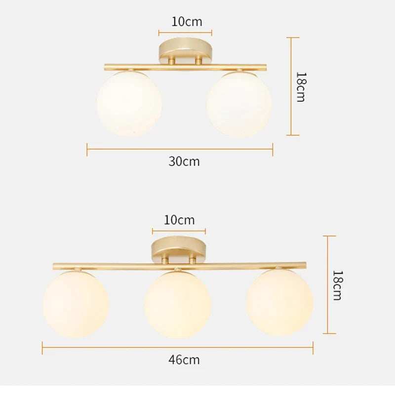 Modern Nordic LED Ceiling Light – Gold Iron and Glass Lamp for Corridor, Aisle, Cloakroom, Balcony, and Bedroom | Kalsten