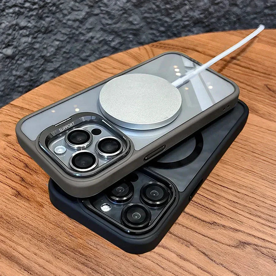 Skanto | Magnetic Shockproof Magsafe Phone Case Stand Glass Lens Protector Cover