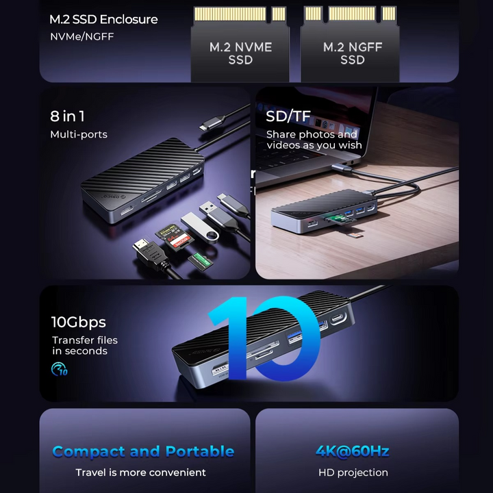 USB-C Laptop Docking Station with SSD Enclosure