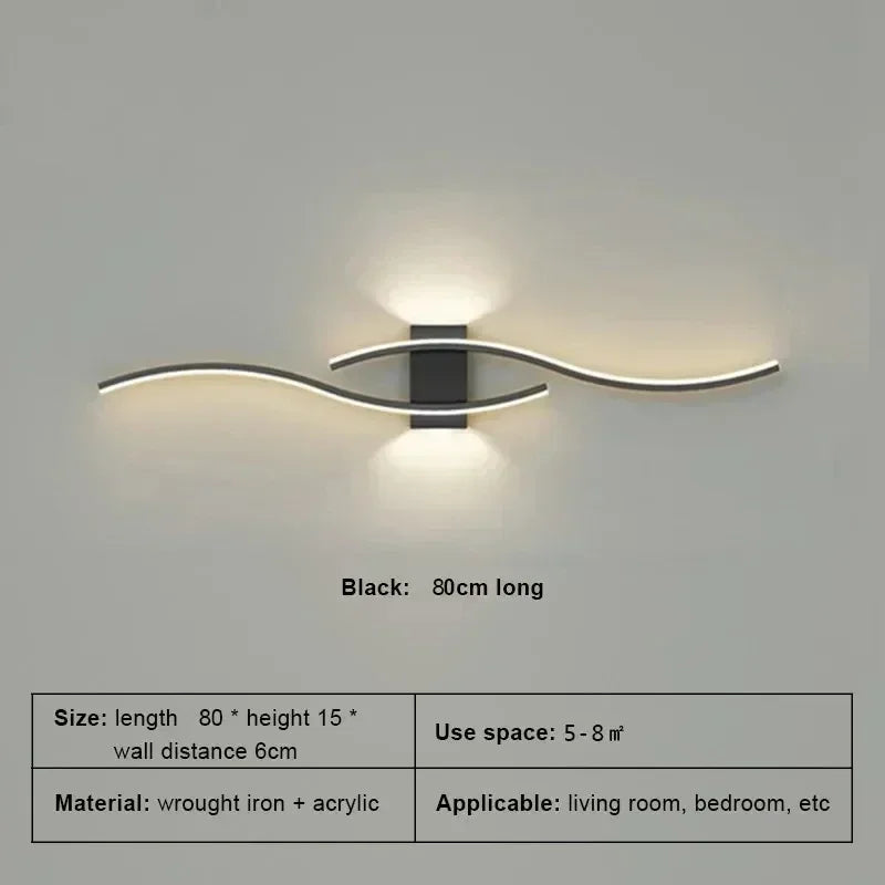 Modern Minimalist LED Strip Wall Lamp – Dimmable Wall Sconce for Living Room, Bedroom, Restaurant, and Bathroom | Kalsten