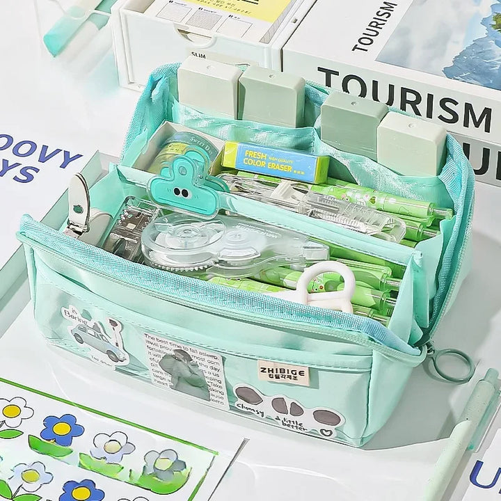 Kalsten | Pencil case KIDZORA CrystalBag | Transparent & Versatile | 10-pocket design | Large capacity for school & leisure