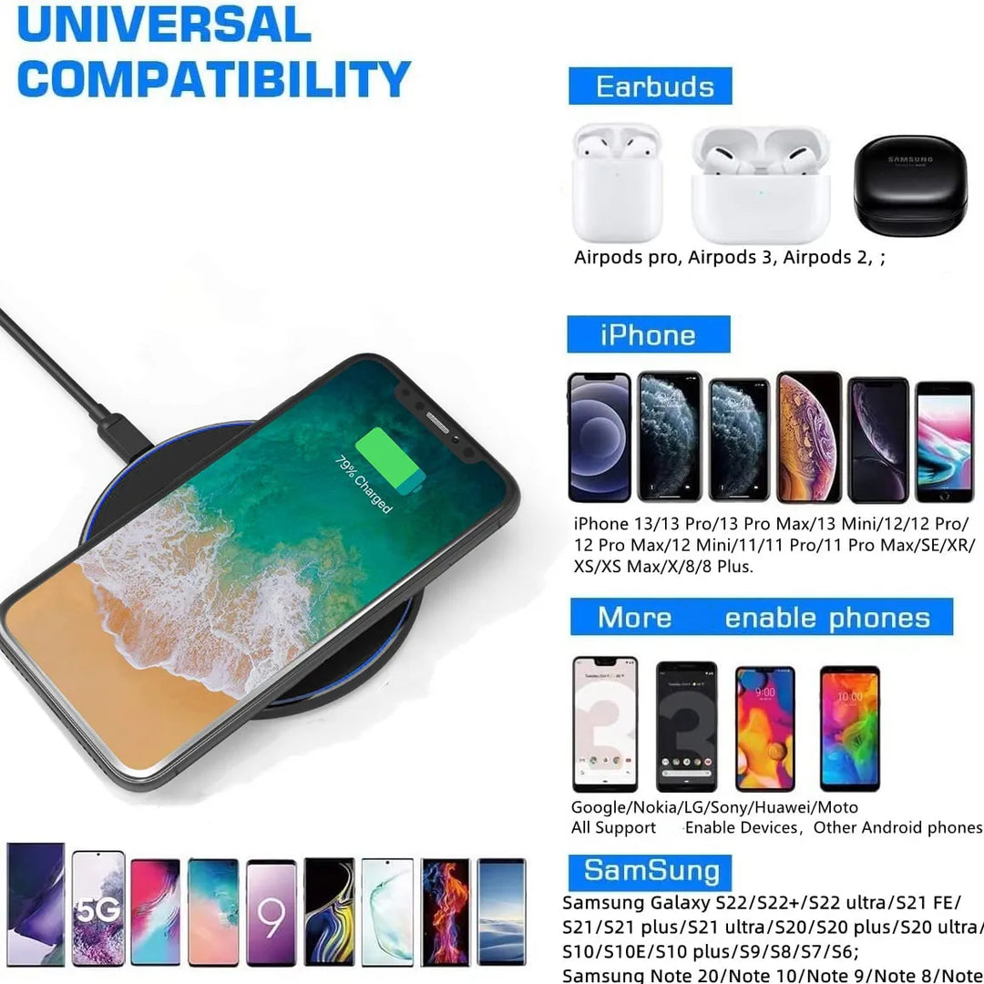 Kalsten | 30W Fast Wireless Charging Pad | Premium USB C Charging Cable MagSafe Charger for Apple iPhone, Samsung & Android - Fast Wireless Charging Pad