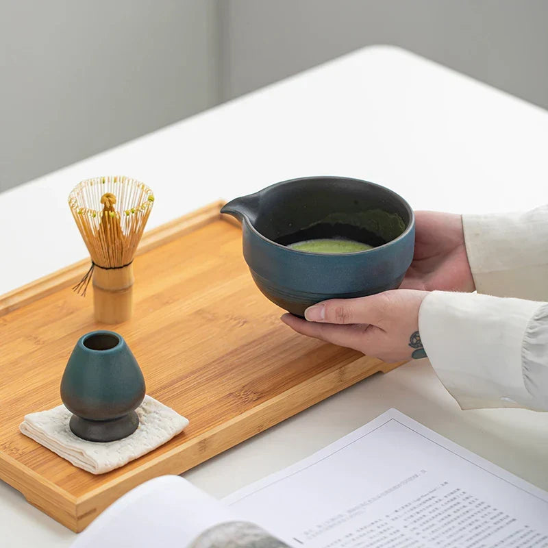 Handcrafted Japanese Matcha Bowl Green Standard Size Ceramic-5