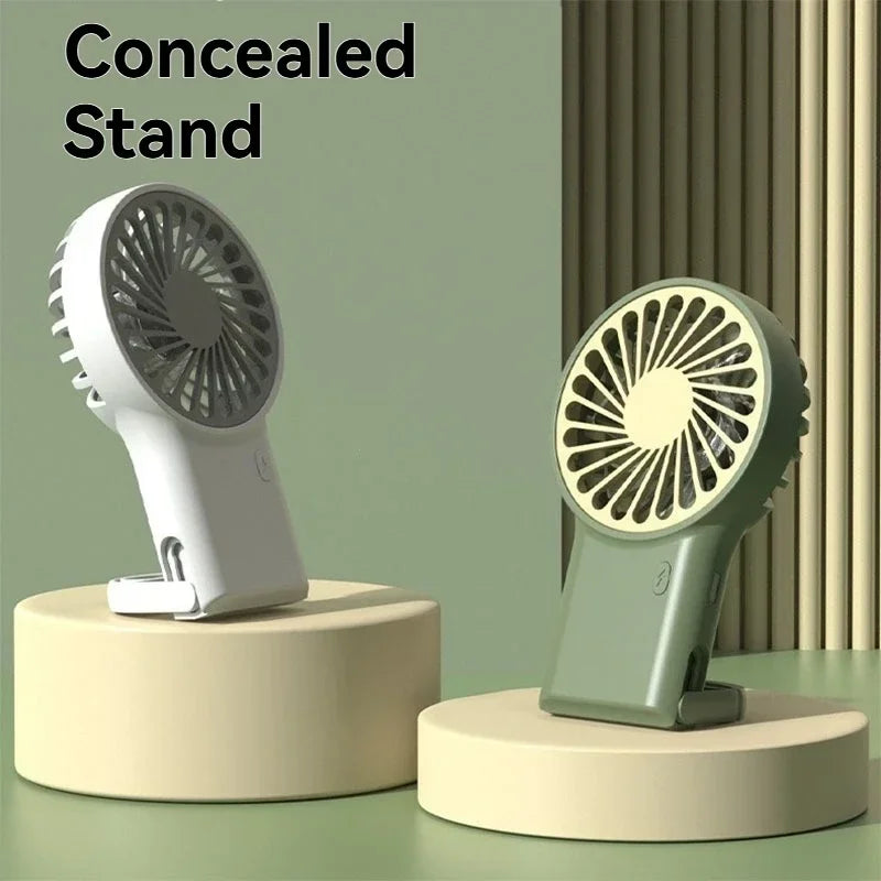 New Foldable USB Rechargeable Mini Fan | Handheld Desktop Fan with Cartoon Design & Hook for Outdoor, Home & Office Use | Kalsten