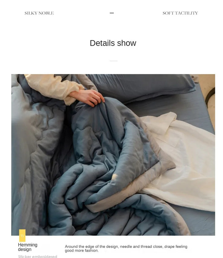 2024 Japanese Cotton-Polyester Summer Quilt – Lightweight, Washable, Skin-Friendly Solid Color Quilt | Kalsten