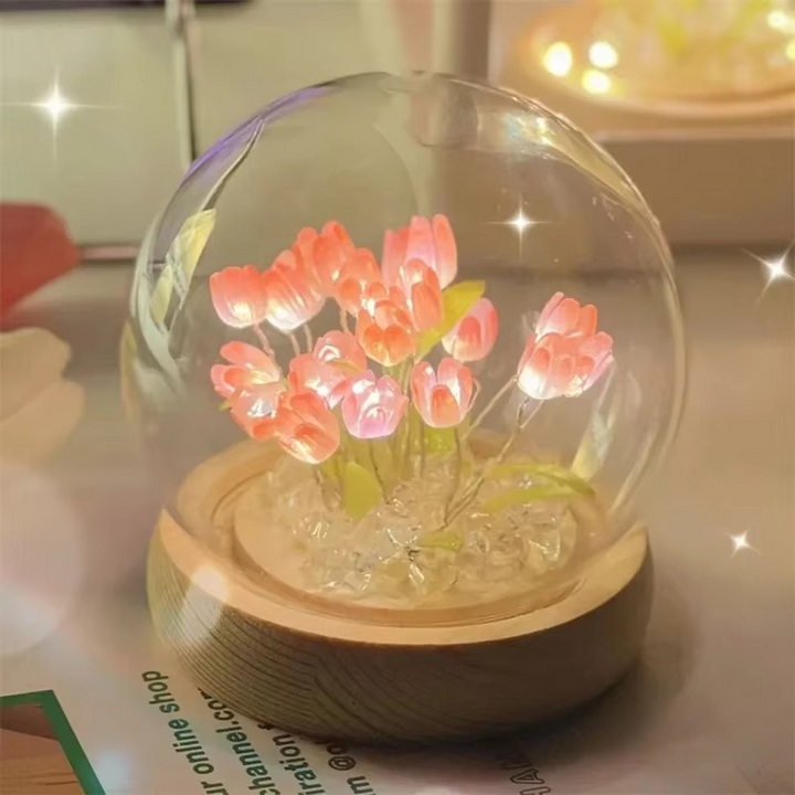 Handmade Artificial Tulip LED Night Light Bedside Table Lamp for Bedroom and Gift Decor | Kalsten