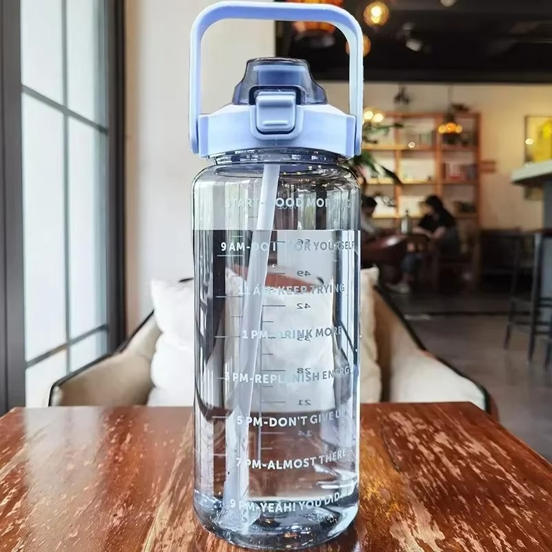 Kalsten | Large 68oz Sports Water Bottle with Straw and Time Marker for Gym and Outdoor Fitness
