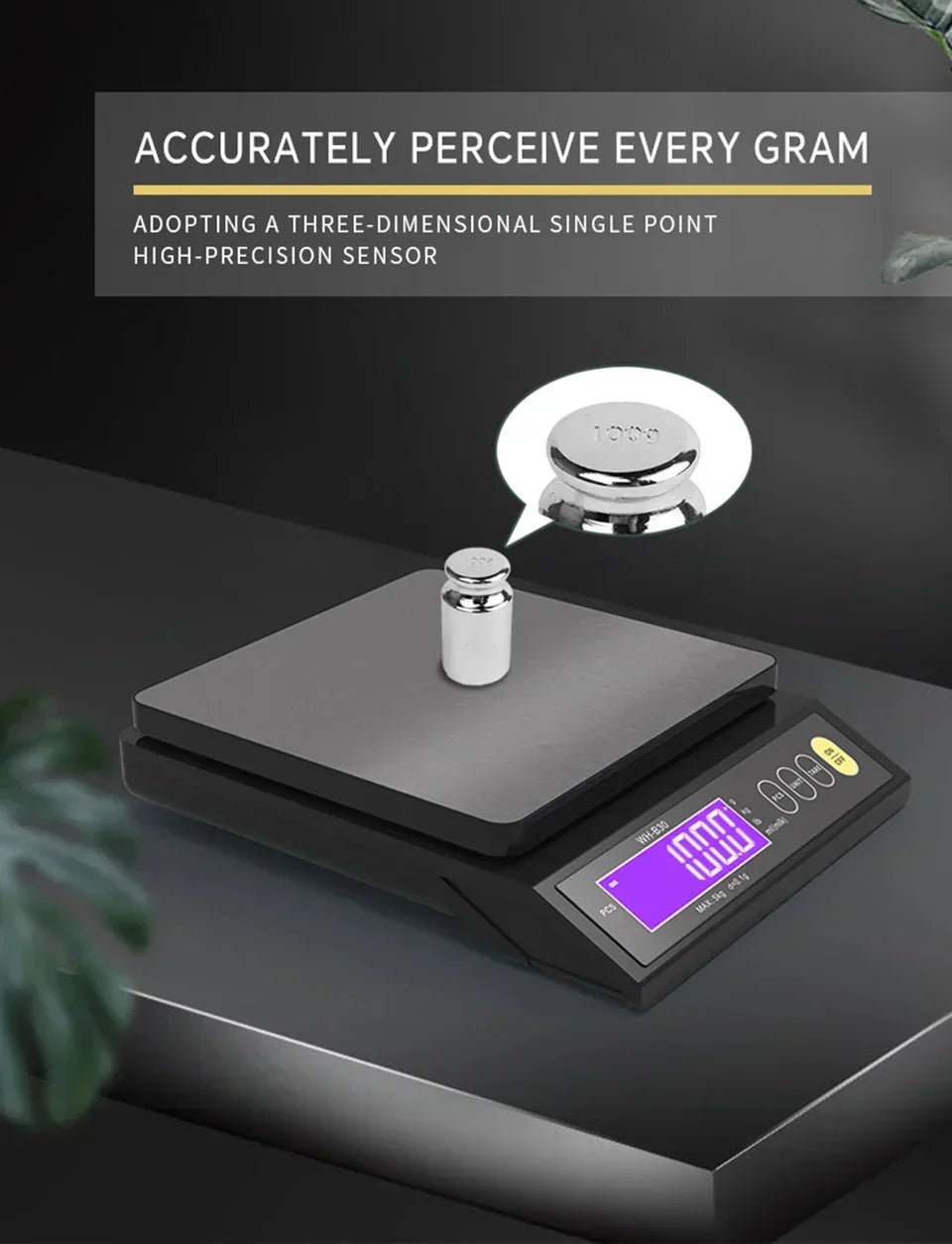 Kalsten | 5 kg/0.1 g and 10 kg/1 g digital electronic kitchen scale, LCD display, fully waterproof stainless steel weighing tool for baking