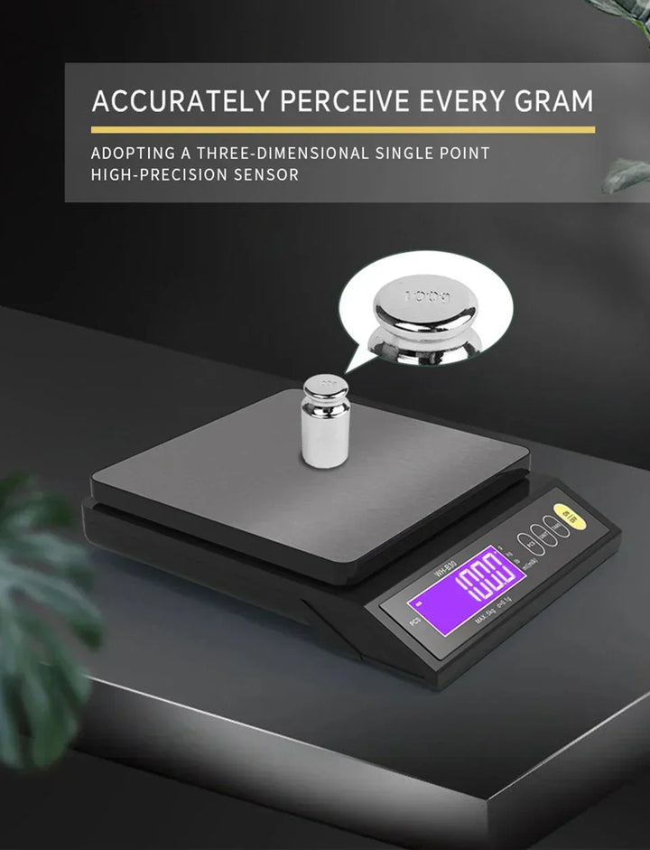 Kalsten | 5 kg/0.1 g and 10 kg/1 g digital electronic kitchen scale, LCD display, fully waterproof stainless steel weighing tool for baking