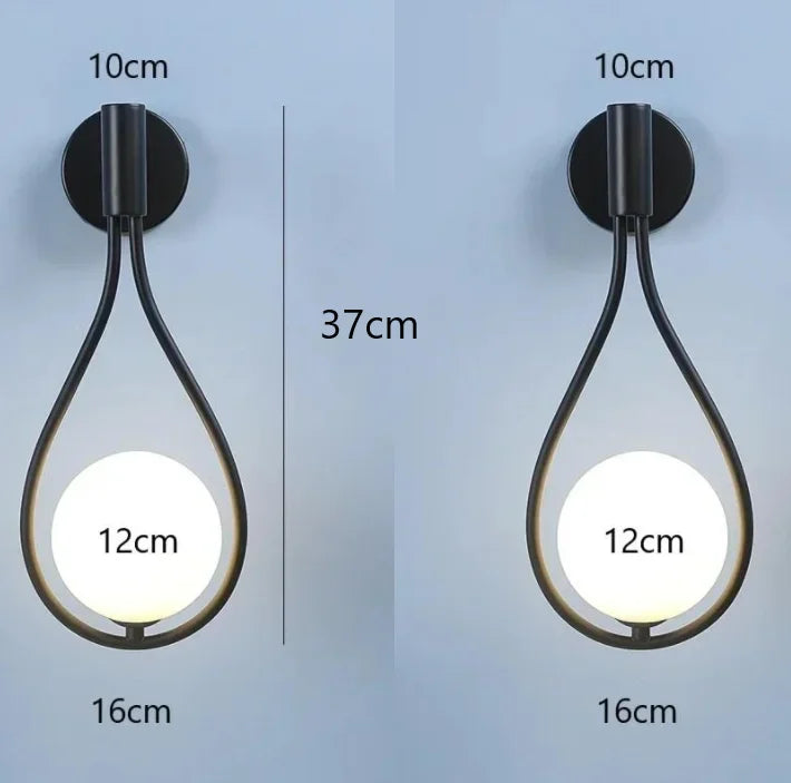 Modern Metal and Glass Ball Wall Lamp – Nordic Style Wall Lighting for Living Room, Bedroom, Aisle, Corridor, and Staircase – AC Powered, LED Bulb Included | Kalsten
