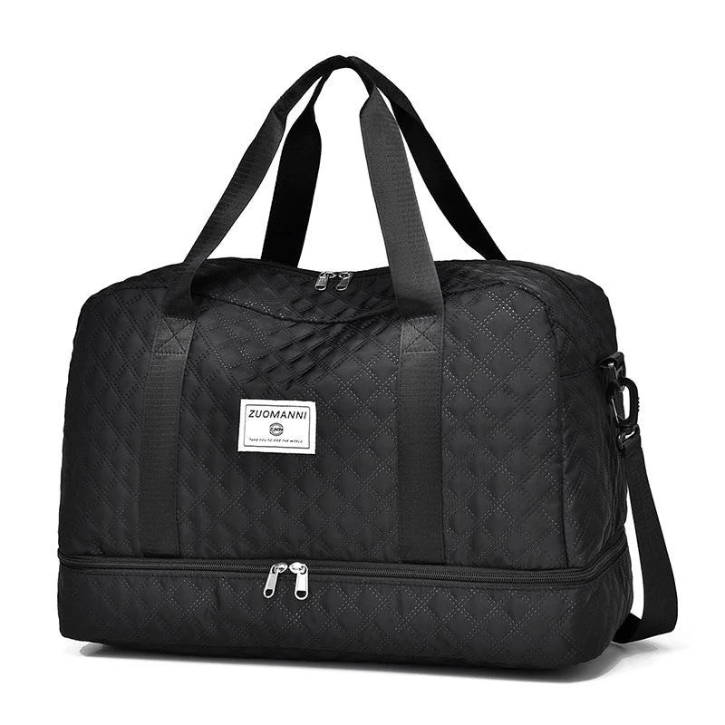 Brehn | Raumio TravelFlex Lightweight Travel Bag with Diamond Pattern | Large Sports & Weekend Bag with Shoe Compartment & Wet Compartment | Carry-on Compatible & Foldable