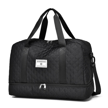 Brehn | Raumio TravelFlex Lightweight Travel Bag with Diamond Pattern | Large Sports & Weekend Bag with Shoe Compartment & Wet Compartment | Carry-on Compatible & Foldable
