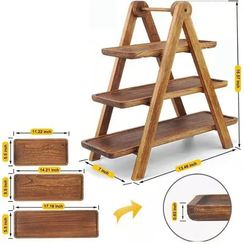 3-Tier Wooden Cake Stand – Farmhouse Serving Platter