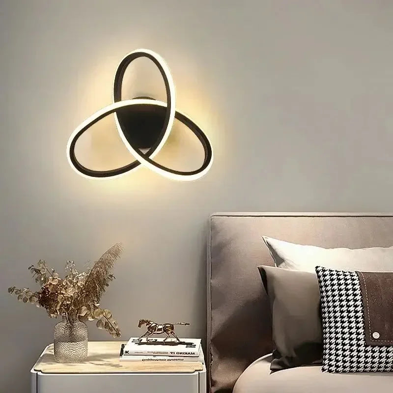 Modern LED Wall Lamp – Trefoil Black & White Ceiling Light for Bedroom, Living Room, Corridor, and Study with Remote Control and Dimmable Options | Kalsten
