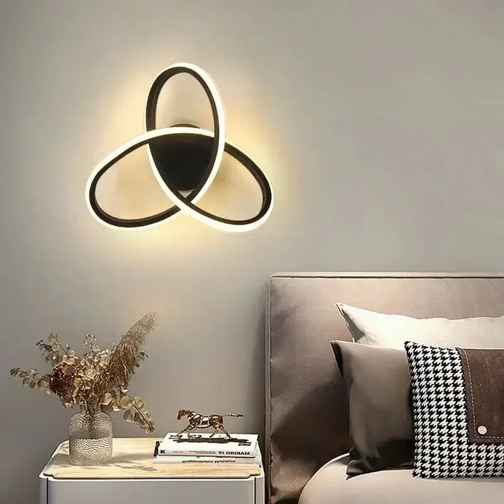 Modern LED Wall Lamp – Trefoil Black & White Ceiling Light for Bedroom, Living Room, Corridor, and Study with Remote Control and Dimmable Options | Kalsten