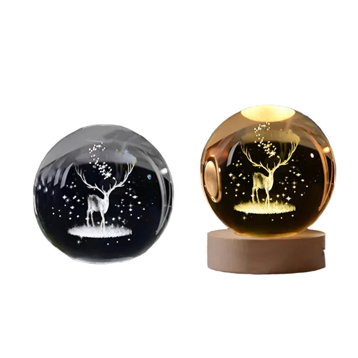 3D Crystal Night Light LED - Starry Sky Projector with Wooden Base, Romantic Lighting for Bedroom & Gifts | Kalsten