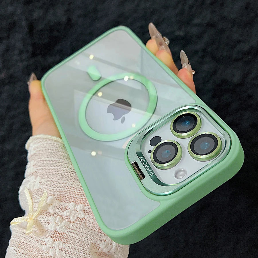 Skanto | Magnetic Shockproof Magsafe Phone Case Stand Glass Lens Protector Cover