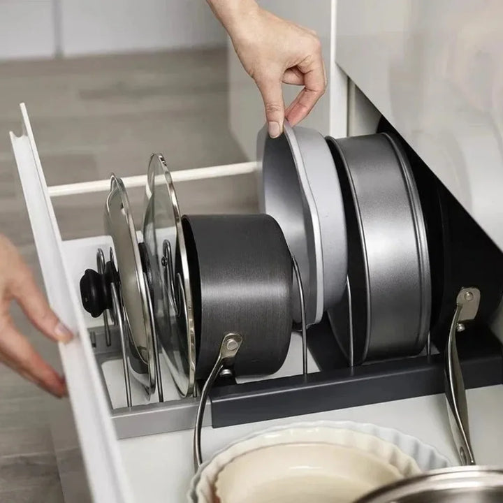 Retractable pot lid holder & pan organizer | Kalsten