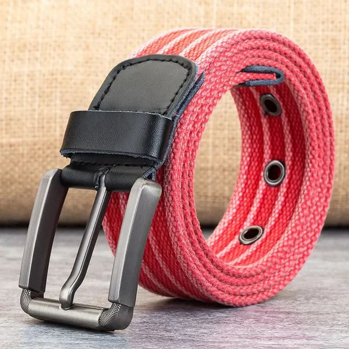 Kalsten | Men’s Canvas Belt – Adjustable Casual Striped Waistband