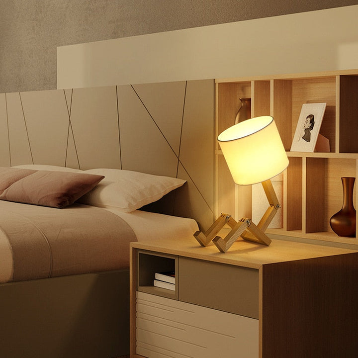 Thinker Wooden Robot Modern Night Lamp | Kalsten