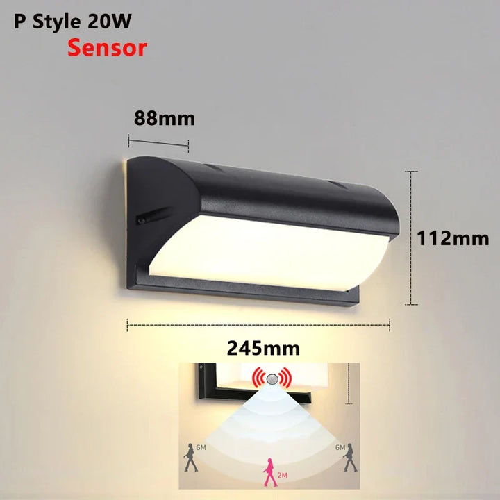 Modern LED Outdoor Wall Lamp with Motion Sensor - Waterproof Porch Light, Outdoor Lighting Fixture | Kalsten