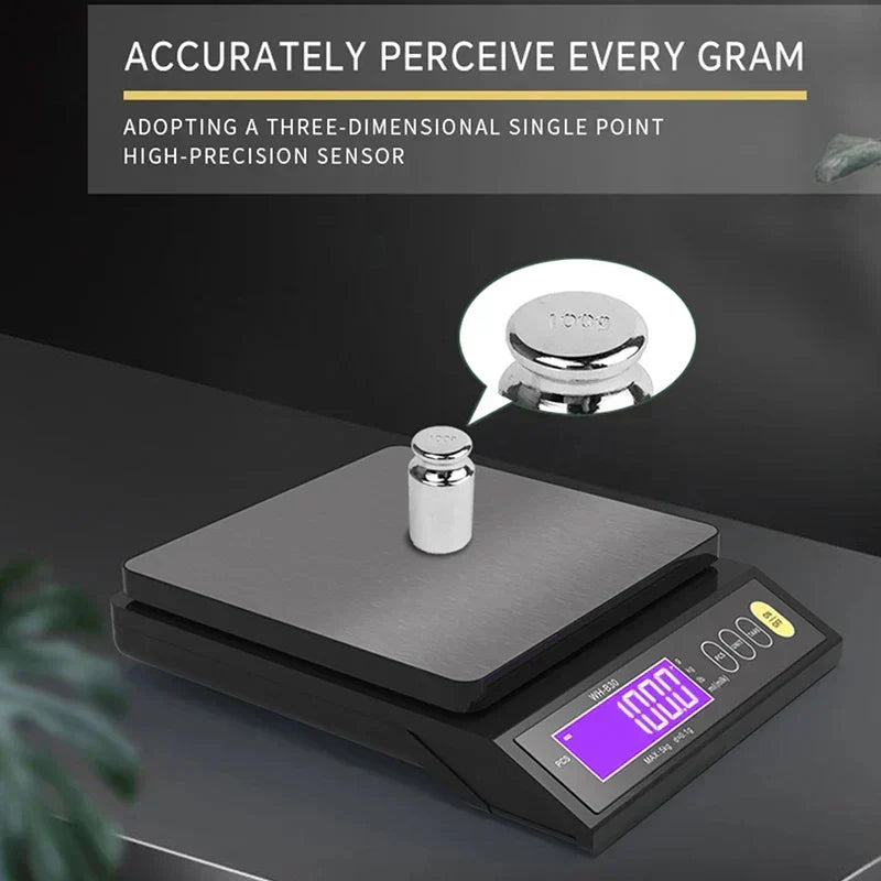 Kalsten | 5 kg/0.1 g and 10 kg/1 g digital electronic kitchen scale, LCD display, fully waterproof stainless steel weighing tool for baking