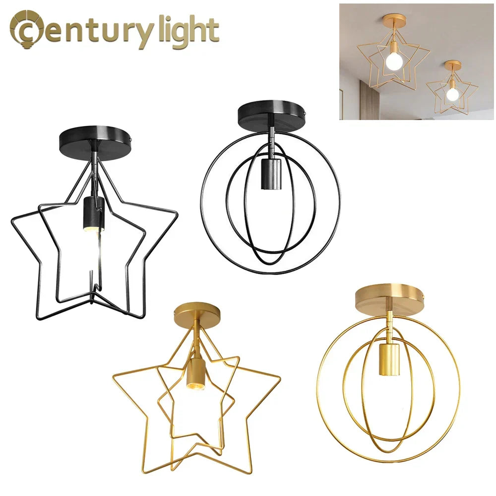 Modern Metal Gold Ceiling Light – Industrial Iron Pendant Lamp for Living Room, Bedroom, Aisle, Loft, E27 Home Lighting Fixture | Kalsten