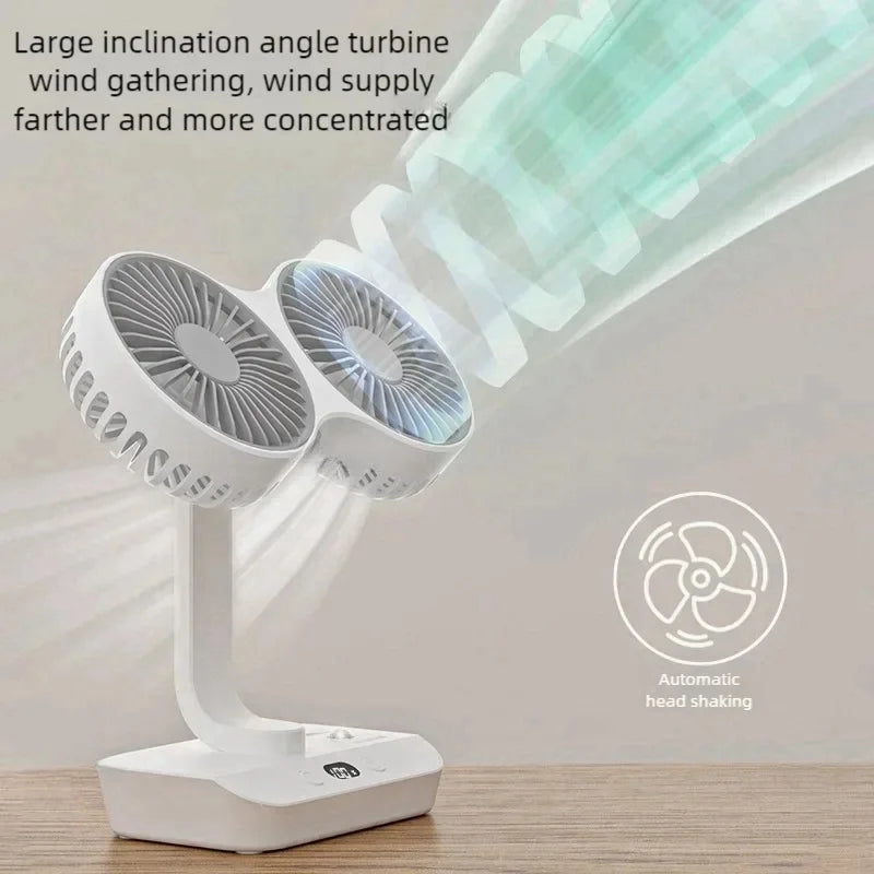 Adjustable Double-Head Portable Table Fan Night Lamp | Kalsten