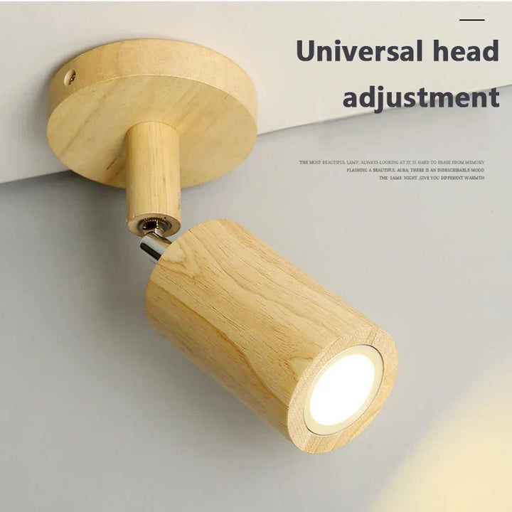 Nordic LED Wall Lamp – Solid Wood Ceiling Spotlight with Adjustable Downlight for Aisle, Stairs, and Home Decor, AC 90-260V | Kalsten