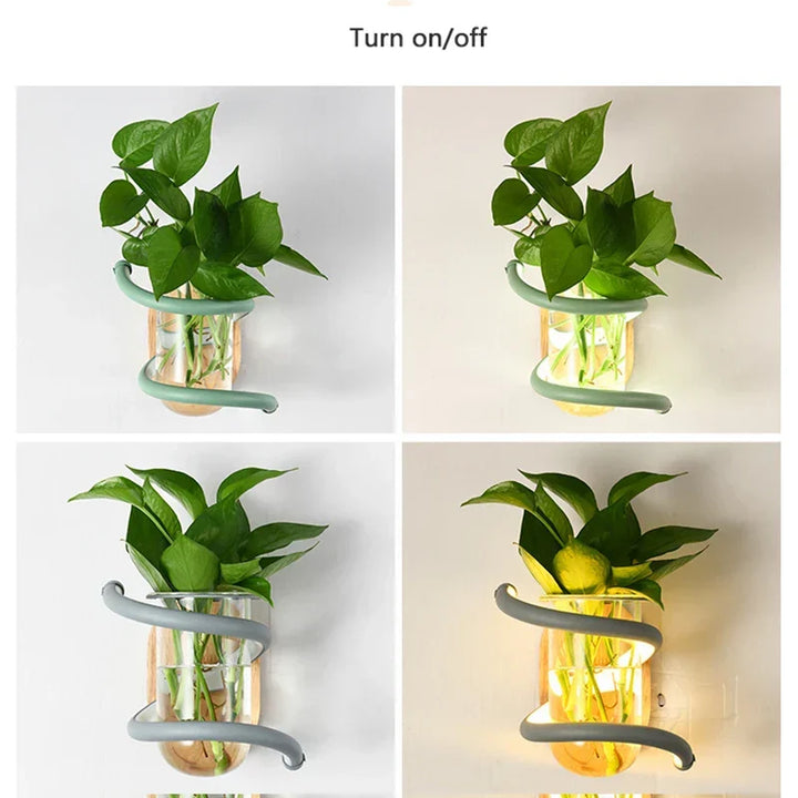 Nordic Unique Wooden Outdoor Wall Vase Lamp | Kalsten